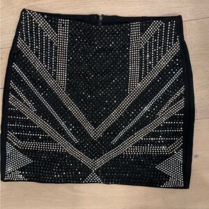 H&M Black Mini Skirt with Silver Accents